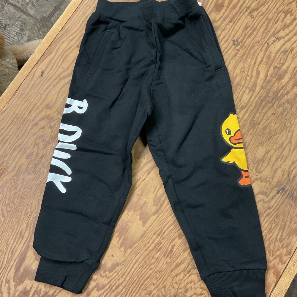 Kids Black Joggers with Duck Print
